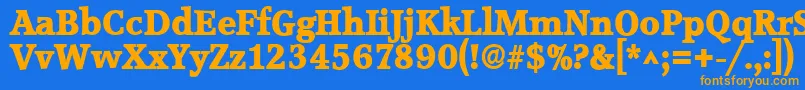 フォントAccoladelhBold – オレンジ色の文字が青い背景にあります。