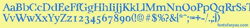 CasablancarandomRegular Font – Blue Fonts on Yellow Background