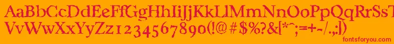 CasablancarandomRegular-Schriftart – Rote Schriften auf orangefarbenem Hintergrund