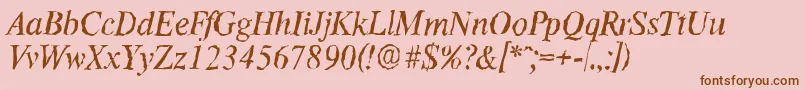 Czcionka ThamesrandomItalic – brązowe czcionki na różowym tle