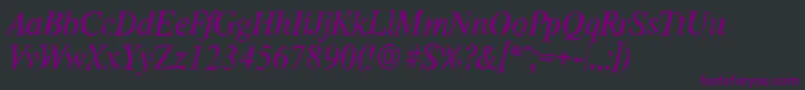 Fonte ThamesrandomItalic – fontes roxas em um fundo preto