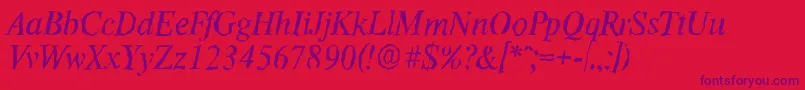 Fonte ThamesrandomItalic – fontes roxas em um fundo vermelho