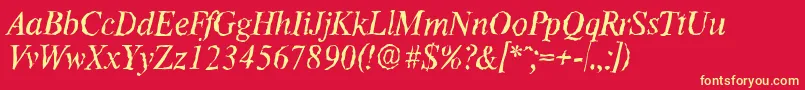 ThamesrandomItalic Font – Yellow Fonts on Red Background