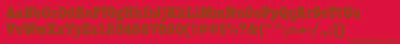 AmericantypewriterstdBdcnd-Schriftart – Braune Schriften auf rotem Hintergrund