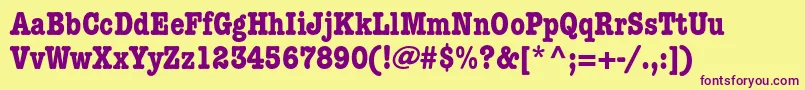 AmericantypewriterstdBdcnd Font – Purple Fonts on Yellow Background