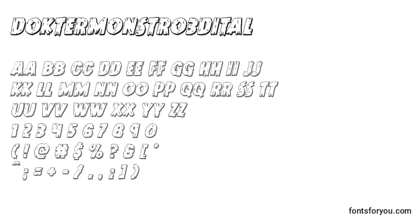 Doktermonstro3Dital-fontti – aakkoset, numerot, erikoismerkit