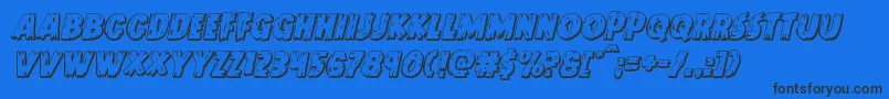 Doktermonstro3Dital-Schriftart – Schwarze Schriften auf blauem Hintergrund