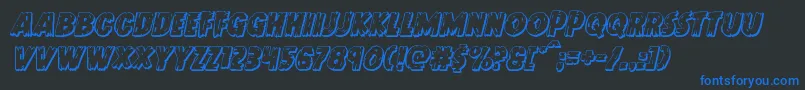 Doktermonstro3Dital-Schriftart – Blaue Schriften auf schwarzem Hintergrund