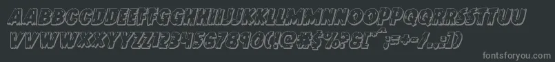 Doktermonstro3Dital-fontti – harmaat kirjasimet mustalla taustalla
