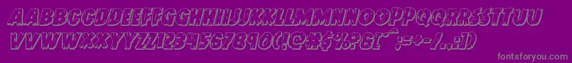 Doktermonstro3Dital-fontti – harmaat kirjasimet violetilla taustalla