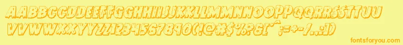 Doktermonstro3Dital-Schriftart – Orangefarbene Schriften auf gelbem Hintergrund