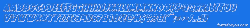 Doktermonstro3Dital-Schriftart – Rosa Schriften auf blauem Hintergrund