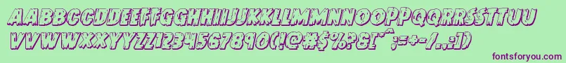 Czcionka Doktermonstro3Dital – fioletowe czcionki na zielonym tle