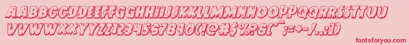 Doktermonstro3Dital-Schriftart – Rote Schriften auf rosa Hintergrund