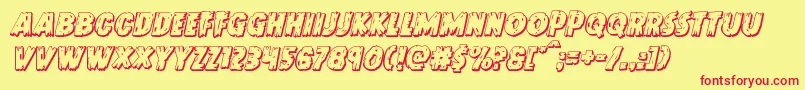フォントDoktermonstro3Dital – 赤い文字の黄色い背景