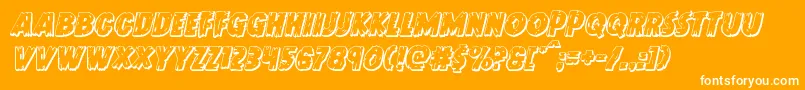 Doktermonstro3Dital-Schriftart – Weiße Schriften auf orangefarbenem Hintergrund