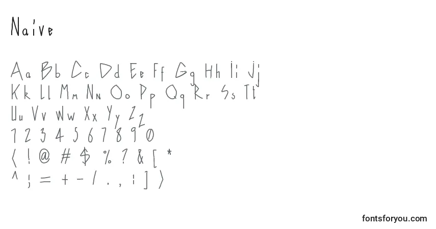 Schriftart Naive – Alphabet, Zahlen, spezielle Symbole