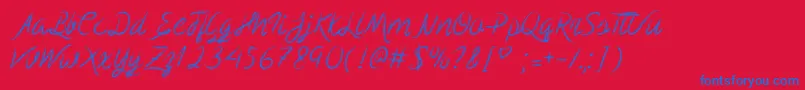 ScribbleScript-Schriftart – Blaue Schriften auf rotem Hintergrund