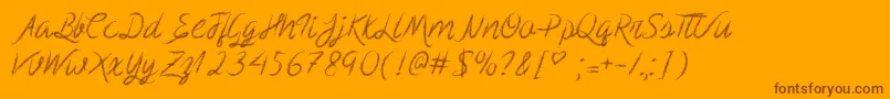 フォントScribbleScript – オレンジの背景に茶色のフォント