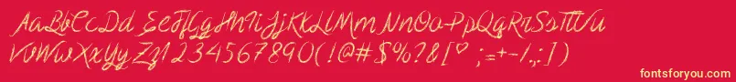 Шрифт ScribbleScript – жёлтые шрифты на красном фоне