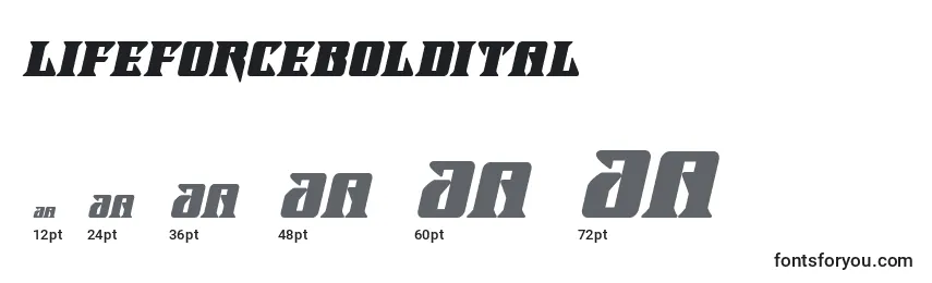 Größen der Schriftart Lifeforceboldital