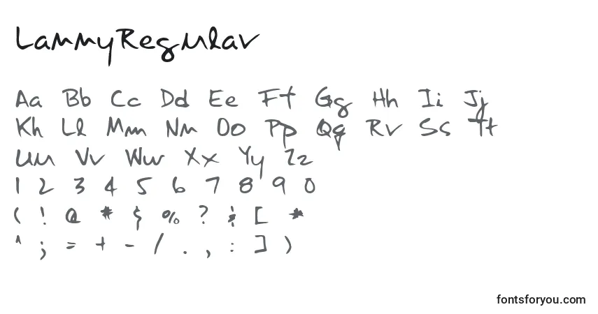 Czcionka LannyRegular – alfabet, cyfry, specjalne znaki