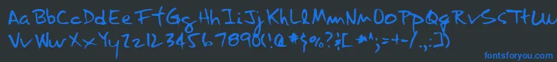 LannyRegular Font – Blue Fonts on Black Background