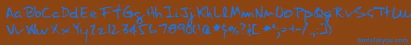 LannyRegular Font – Blue Fonts on Brown Background
