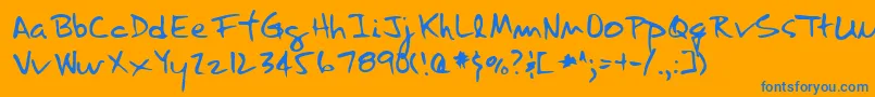 LannyRegular Font – Blue Fonts on Orange Background