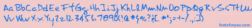LannyRegular Font – Blue Fonts on Pink Background