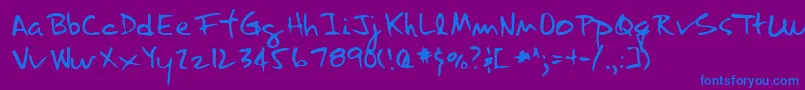LannyRegular Font – Blue Fonts on Purple Background