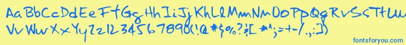 LannyRegular Font – Blue Fonts on Yellow Background