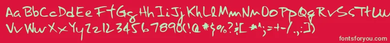 LannyRegular Font – Green Fonts on Red Background