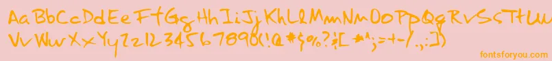 LannyRegular-Schriftart – Orangefarbene Schriften auf rosa Hintergrund