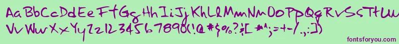 LannyRegular Font – Purple Fonts on Green Background