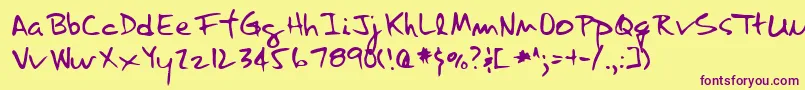 LannyRegular Font – Purple Fonts on Yellow Background