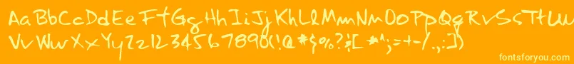 Fonte LannyRegular – fontes amarelas em um fundo laranja