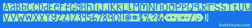 Kglaughterlines Font – Green Fonts on Blue Background