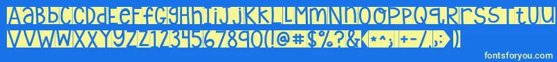 Kglaughterlines Font – Yellow Fonts on Blue Background