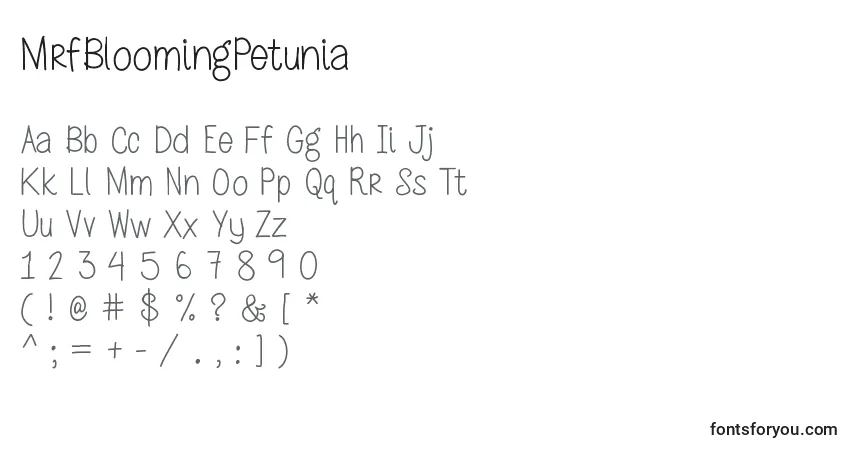 Czcionka MrfBloomingPetunia – alfabet, cyfry, specjalne znaki