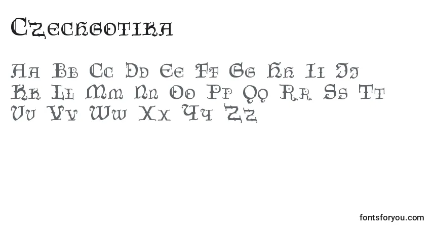 Czechgotika-fontti – aakkoset, numerot, erikoismerkit