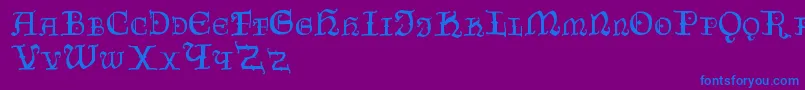 フォントCzechgotika – 紫色の背景に青い文字