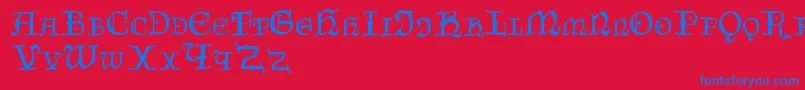 Czechgotika Font – Blue Fonts on Red Background