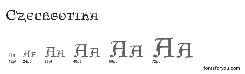 Размеры шрифта Czechgotika