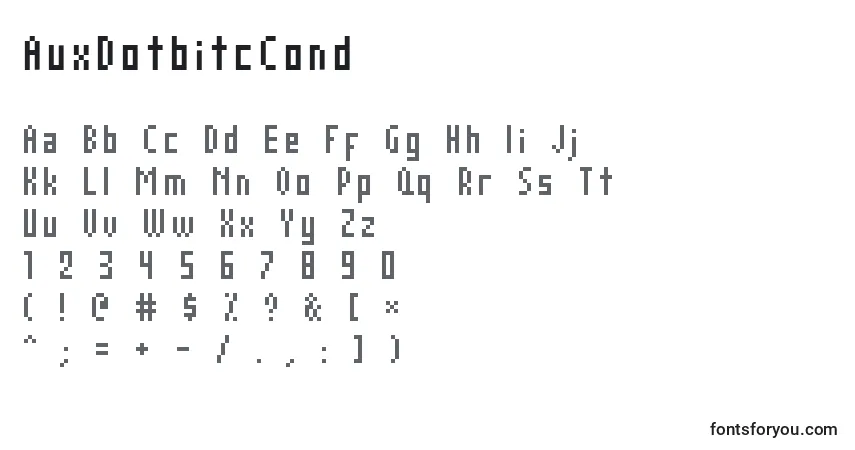 Schriftart AuxDotbitcCond – Alphabet, Zahlen, spezielle Symbole