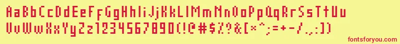 フォントAuxDotbitcCond – 赤い文字の黄色い背景