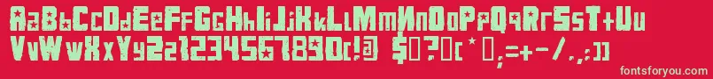 KonqaBlack-Schriftart – Grüne Schriften auf rotem Hintergrund