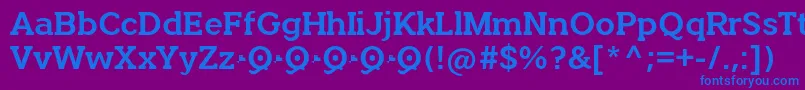 フォントQuotusBold – 紫色の背景に青い文字