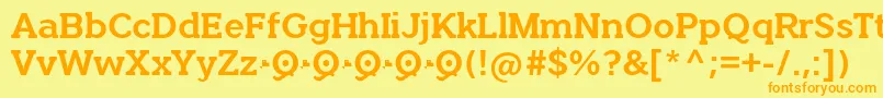 フォントQuotusBold – オレンジの文字が黄色の背景にあります。