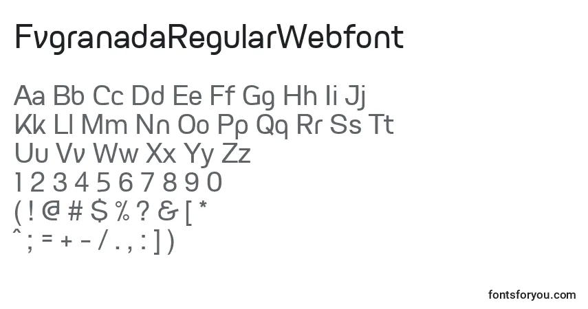 Schriftart FvgranadaRegularWebfont – Alphabet, Zahlen, spezielle Symbole